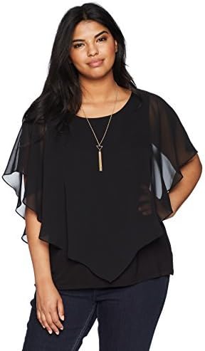 Amy Byer Womens V Front Popover Top with Necklace