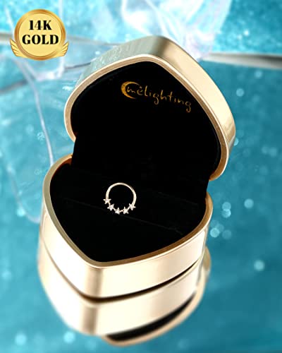 Melighting 14K Solid Gold Septum Rings 16G Gold Star Septum Jewelry Clear Cz Gold Daith Piercing Jewelry For Women Helix Earrings Gold Tragus Piercing Jewelry #TOP5