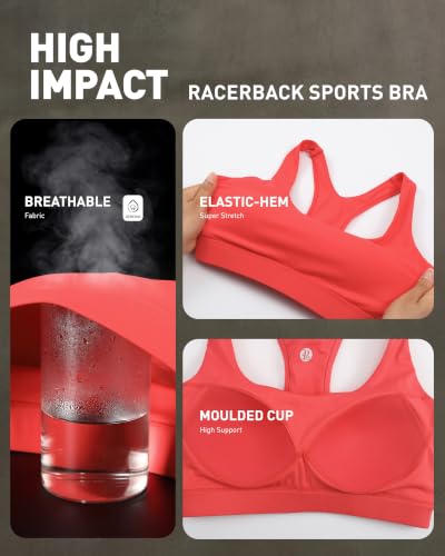 Image of RUNNING GIRL High Impact Sports Bra,Racerback Sports Bras for Women High Support Molded Cup Workout Bra with Sewn in Pads