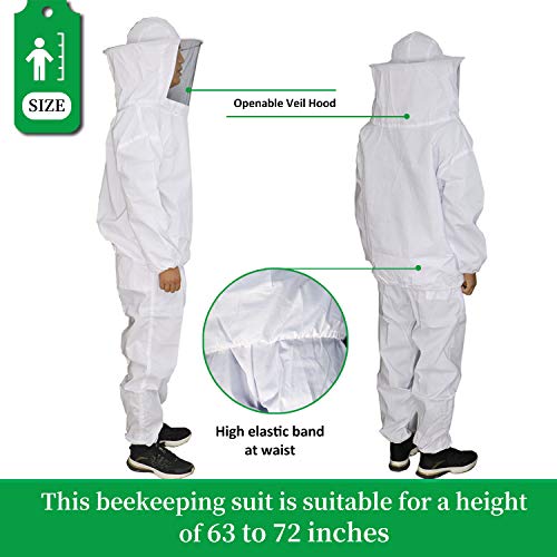 Professional Bee Jacket with Pants, Apiarist Beekeeping Suit Jacket with Ventilated Fencing Veil & Sheepskin Gloves, Beekeeper Suit for Backyard and Beginner Beekeepers, Bee Outfit Costume Pullover