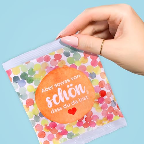 Fruchtgummi Herzen 5er Pack à 50 g – Aber sowas von schön, dass du da bist – leckere Trolli Gummiherzen-Tüten mit 10% Fruchtsaft – perfektes Dankeschön, Gastgeschenk oder Mitgebsel für jeden Anlass