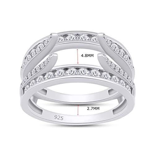 Savearth Diamonds 1 Ct Round Cut Lab Created Moissanite Diamond Combination Cathedral And Classic Enhancer Ring Guard In 14K White Gold Over Sterling Silver For Womens(D Color, Vvs1 Clarity 1Cttw)-6 #TOP2