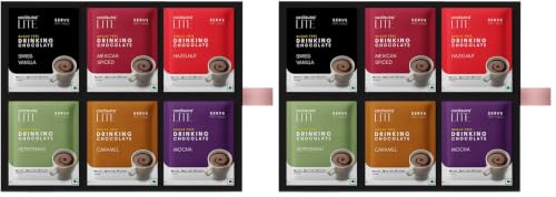 Image of COCOSUTRA Sugar-Free Drinking Chocolate Mix | 12 Single-Serve Sachets (20g Each) | 2 Sachets Each Flavour | Swiss Vanilla, Mocha, Caramel, Hazelnut, Mexican Spiced & Peppermint | Zero Sugar | Low Carb | Low Calorie | Stevia & Erythritol Sweetened | 240 g
