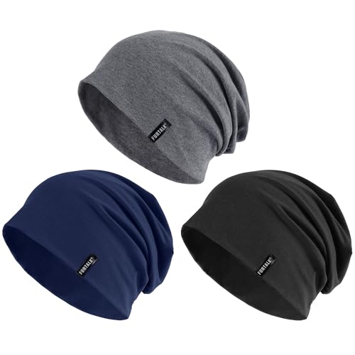Image of FURTALK Slouchy Beanie for Men Women Breathable Cotton Summer Beanie Unisex Running Sleeping Skull Caps Chemo Headwear