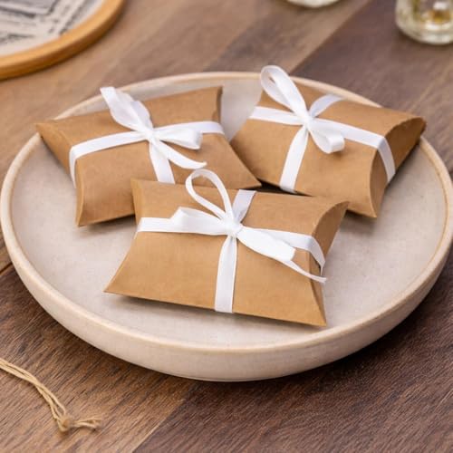 Image of SATYAM KRAFT 200 Pcs Small Mini Decorative Folding Paper Gift Boxes Fancy Gift Packaging for Wedding, Engagement, Shaadi Return Gifts, Chocolates, Dry Fruits, Festivals & Special Occasions (Brown)