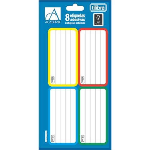 Tilibra - Etiqueta Escolar Adesiva Académie, - 1 folha com 8 etiquetas
