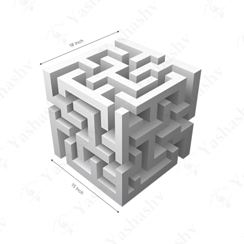 Image of 3D Cube Pixelated Box Illusion Wall Sticker for 90 Corner | Geometric Optical Illusion Wall Decal | Corner Wall & Ceiling Decor | Peel & Stick (MageCube - 18 X 18 Inch Large)
