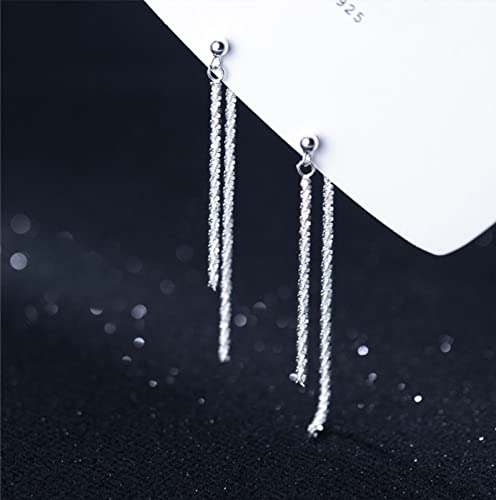 Reffeer Solid 925 Sterling Silver Tassel Chain Dangle Earrings for Women Teen Girls Minimalist Dangle Earrings Drops4