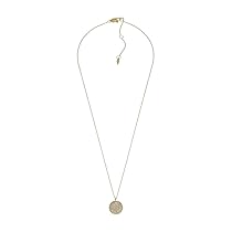 Fossil Collana da donna in acciaio inossidabile con chiusura a moschettone, tono oro, con ciondolo rotondo, Oro ambrato