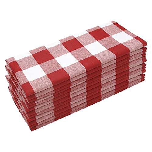 Servilletas de tela 20x20 pulgadas pack 12 cuadros rojo y blanco miniatura 1