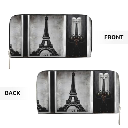 Parisian Coffee Eiffel Tower Print Womens Wallet, Ladies Credit Card Holder, Phone Wallet Purses, Long Clutch Hand Bag3