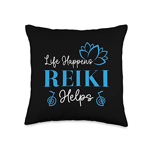Reiki Healing Namaste Yoga Clothing Life happens Reiki helps Throw Pillow
