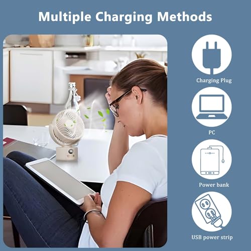 Ventilateur de table portable rechargeable USB-C avec trépied réglable - 7