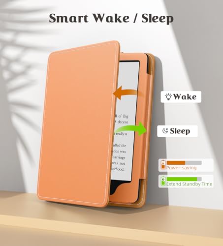 Image of MoKo Case for 7 inch /6.8 inch Kindle Paperwhite(12th /11th Gen-2024 /2021) and Kindle Paperwhite Signature Edition,Slim PU Shell Cover Case with Auto-Wake /Sleep for Kindle Paperwhite 2024, Peach Fuzz