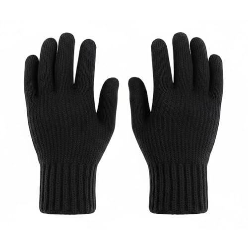 Image of Bindian Unisex Winter Thermal Insulated Knitted Gloves with Touch Screen Capability | Warm & Soft Acrylic Wool Handwear for Men & Women | Ideal for Cold Weather, Driving, and Office Use (Black)