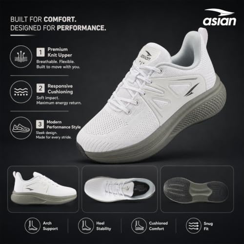 Image of ASIAN Raftaar-23 Men's Running Shoes | Breathable Knit Upper, Cushioning Comfort & Durable TPR Grip Sole | Lightweight Sports Shoes for Walking, Gym & Daily Use