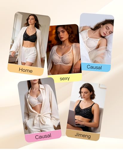 Image of Minimizer Bras for Women Full Coverage Lace Unlined Underwire Bras