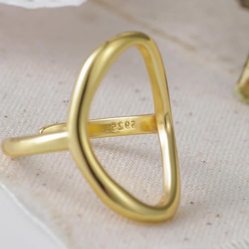 Oval Round Loop Open Statement Ring for Women Fashion 18K Gold Plated Ring Classic Oval Adjustable Ring Minimalist Geometic Circle Wedding Jewelry3