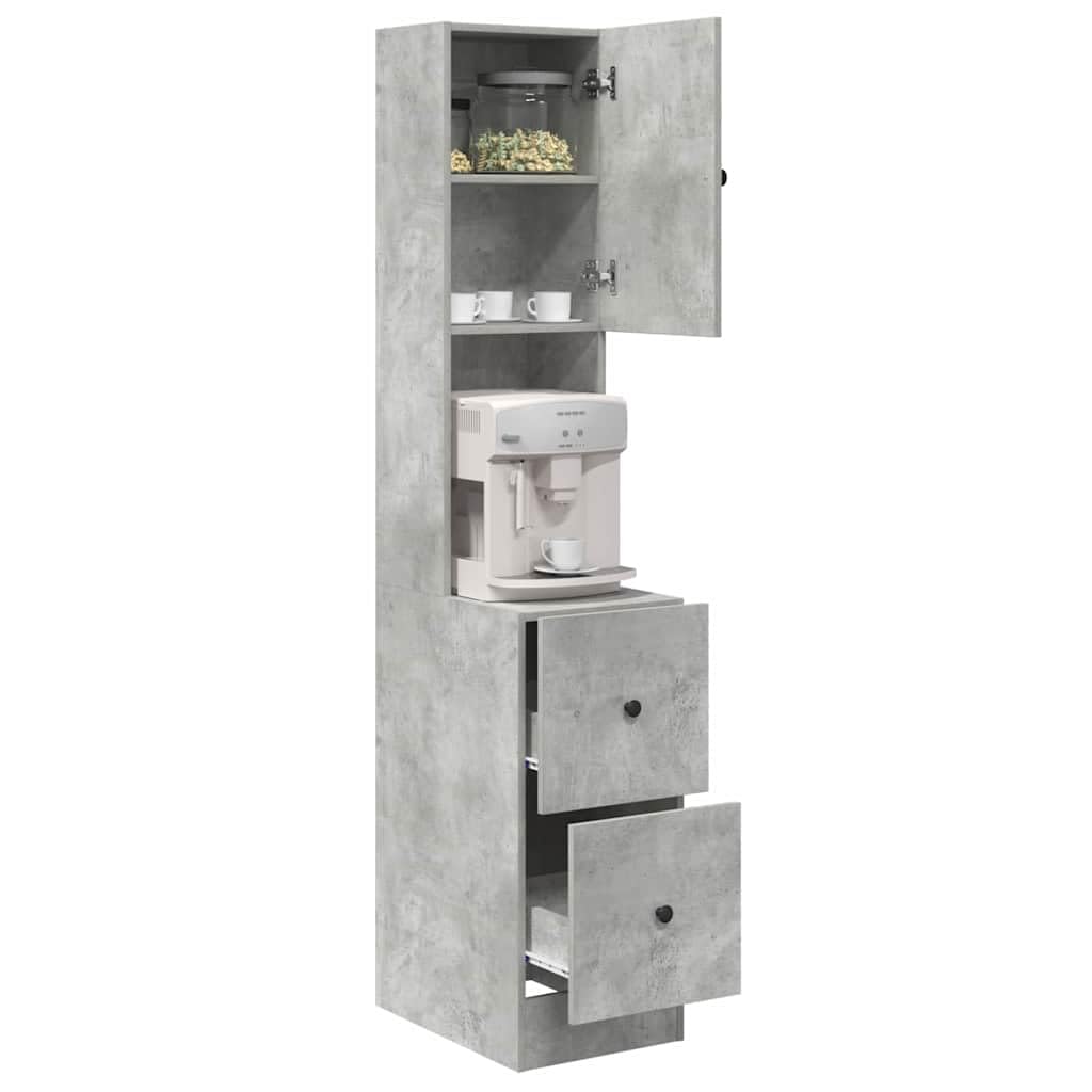vidaXL Armoire de Cuisine Gris 35 x 50 x 180 cm Bois d'ingénierie, Armoire de Cuisine Moderne, Rangement rectangulaire, Bois Composite résistant, étagères Pratiques, Meuble Facile à Monter