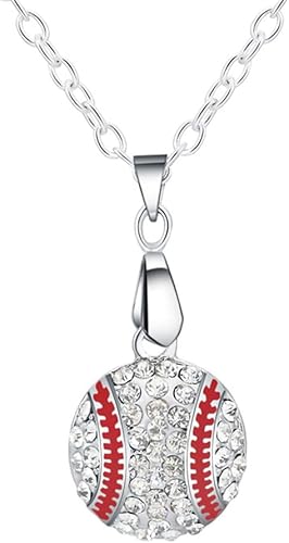 KESYOO Collar de diamantes de imitación Collar de moda Colgante de cruz de plata Collar de cadena de béisbol Collar de joyería Collar de béisbol