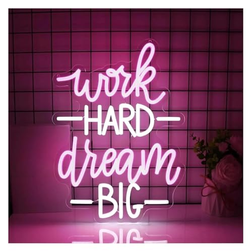 Enseigne au néon Work Hard Dream Big lampe LED suspendue avec variateur