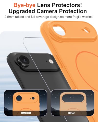 Image of Magnetic for iPhone Air Case,Shockproof Matte Cover,Orange | with Screen Protector,Compatible with MagSafe,Military Grade Drop Protection,Full Camera Protection,Non-Slip Design Case