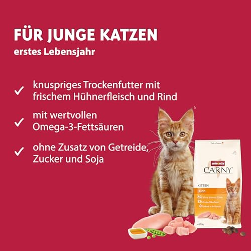 animonda Carny Kitten Huhn (1,75 kg), Kitten Trockenfutter für wachsende Kätzchen, Katzenfutter ohne Getreide und Zucker, Katzentrockenfutter mit 65 % Fleisch und tierischen Zutaten