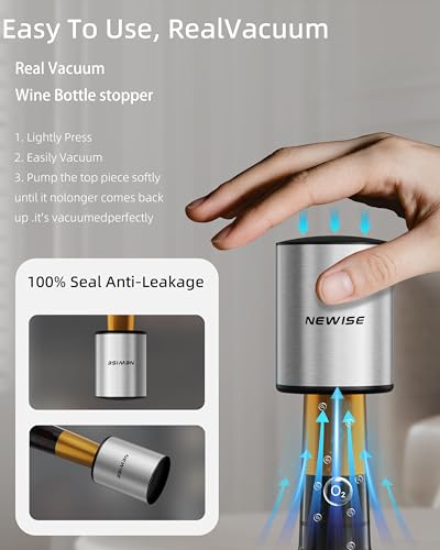 Image of Newise Rechargeable Electric Wine Gift Set: Wine Opener, Aerator, Vacuum Stoppers & Foil Cutter - Wine Lovers Gifts for Women Men - Christmas & White Elephant Gifts