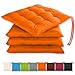 Gräfenstayn® Juego de 4 Cojines 40x40x3cm con Correas de sujeción para Interior y Exterior con Junta Oeko-Tex - (Naranja)
