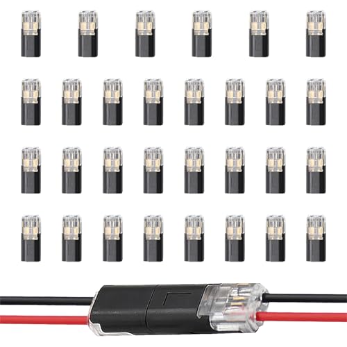 30 Piezas Conectores Electricos Rapidos Impermeables, Conector Rapido Electrico Cables 2 Pines para Baja Tensión Adecuados para Cables 18-22AWG Conectores Duraderos para Audio Coche Equipos Eléctricos