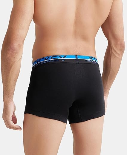 Image of Jockey FP03 Men's Super Combed Cotton Rib Solid Trunk with Ultrasoft Waistband
