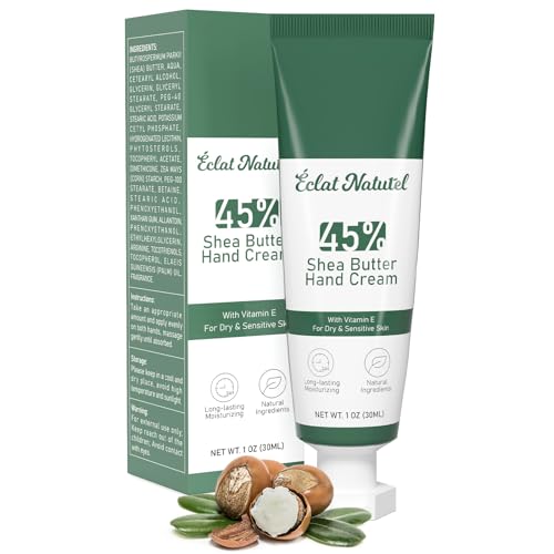 Shea Butter Hand Cream, Made with 45% Shea Butter and Vitamin E Hand Moisturizer, Deep Moisturizing Dry Hands, Mini Hand Lotion Travel Size, 1 Fl Oz (Pack of 1)