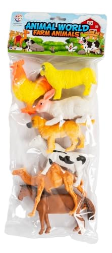 Image of RATNA'S Animal World Farm Animals Set of 7 Pcs, Big Size Realistic Domestic Animal Figurines Toy for Kids