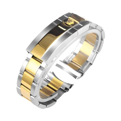 BoBoHome Correa Reloj Acero Inoxidable 3 Perlas Banda Metal Lista para Buceo Reemplazo Duradera para Rolex Submariner-Plata Oro 21MM BoBoHome Correa Reloj Acero Inoxidable 3 Perlas Banda Metal Lista para Buceo Reemplazo Duradera para Rolex Submariner-Plata Oro 21MM