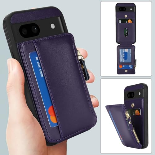 Image of Cavor for Google Pixel 8a Case Wallet with Card Holder, Purple