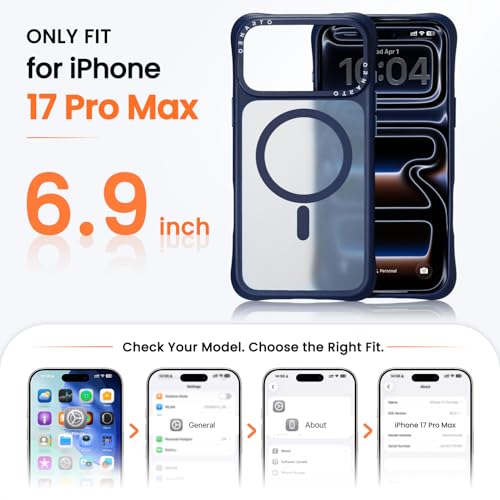 ORNARTO Magnetic for iPhone 17 Pro Max Case, 20FT Military-Grade Drop Protection, Compatible with MagSafe, Slim Shockproof Translucent Matte Phone Case for iPhone 17 Pro Max 6.9", Dark Blue by ORNARTO - Used condition - Image 2