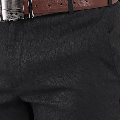 Image of Raymond Men Slim Fit Checks Pattern Poly Viscose Blend Flat Front Formal Trouser
