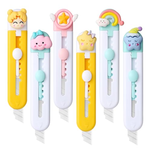 Image of Box Cutter Retractable Mini Utility Knife Small Safety Cutter, Open Clamshell Packaging, Box Opener, Trim Photos, Arts Crafts, Cartons, Cardboard, Letter Opener 6 Pack