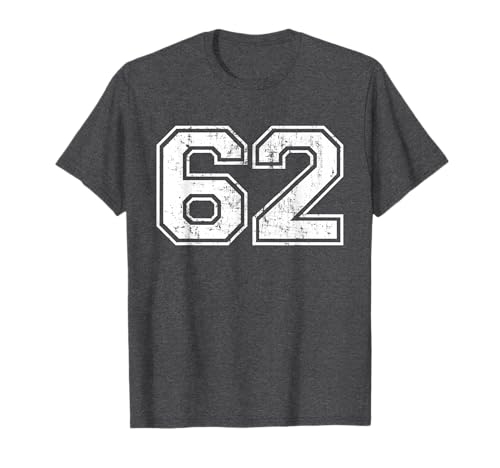 Number 62 Varsity Distressed Vintage Sports Team Practice T-Shirt Number 62 Varsity Distressed Vintage Sports Team Practice T-Shirt