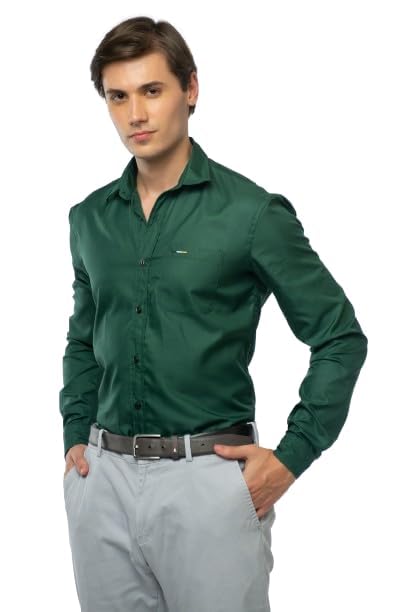 L'ARMOIRE BY DUJOURL'ARMOIRE Premium Poly-Cotton Satin Stripe Full Sleeve Shirt Men's Slim Fit Casual with Pocket, Full for Formal & Wear Relaxed Fit Regular