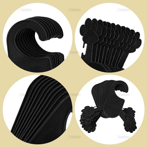AUEAR, 20 Pack Black Pet Clothes Hangers Small Plastic Apparel Hanger Racks Dog Cat for Dogs Puppys Cats - Thumbnail 6