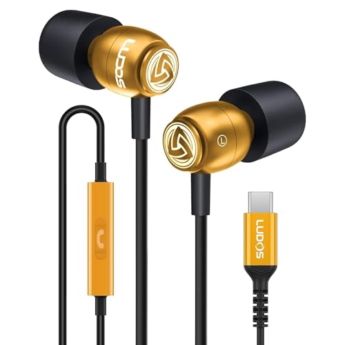 Image of LUDOS Clamor USB C Headphones for iPhone 17 16 15 Pro Max Plus Air iPad Pro, 5 Years Warranty, USB-C Earbuds for Samsung Galaxy S26 S25 S24 S23 Ultra S22 S21 FE S20 A55 A54 A53, USB Type C Earphones