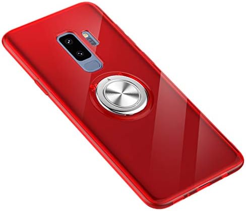 SORAKA Case for Samsung Galaxy S9 Plus with 360 degree rotation Ring Stand Soft Slim Fit Silicone Case Shockproof Anti-fingerprint Case with Metal Plate for Magnetic Car Phone Holder