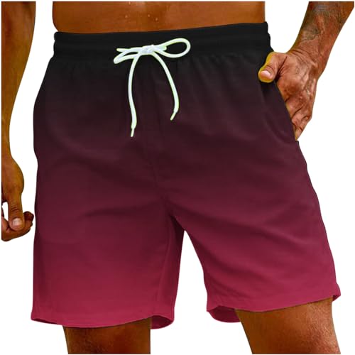 Mens Swim Trunks Shorts Gradient Drawstring Stretch Waist Outdoor Athletic Shorts for Summer Vacation or Beach Wear