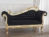  Simone Guarracino Luxury Design Chaise Longue Alejandra Estilo Barroco Francese Diván Color Hoja Oro Terciopelo Negro Botones Crystal Sw