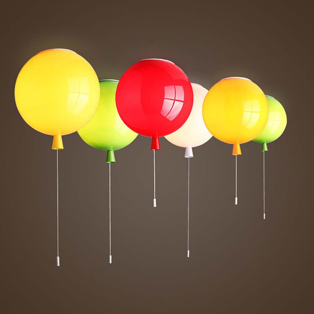 AoLa Balonowa lampa sufitowa do pokoju dziecięcego, Kolorowa lampa sufitowa balon z włącznikiem w pokoju chłopca, dziewczynki Dekoracyjny żyrandol z akrylowym abażurem lampa balonowa,Red,25CM