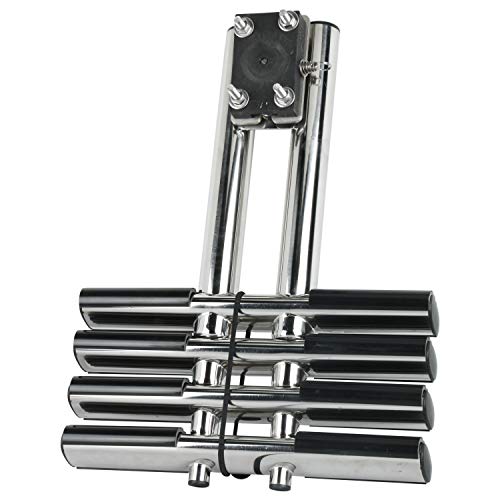 Dasmarine Heavy Duty 4 Steps Boat Marine Sport/Diver Ladder 316 Stainless Steel Dual Vertical Telescoping Tube With 2.75" Transom Mounting Extension Shim (4 Step Ladder) #TOP5
