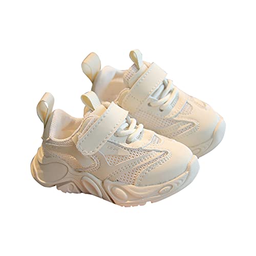 Kids Outside Shoes Spring and Summer New Solid Color Double Mesh Breathable Non Slip Children's Casual Sports Shoes (White, 8 Toddler)