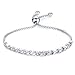 Produktbild Standard Silber Armband Damen Verstellbar Armbänder 5A Zirkonia Ein Kleiner Armreif der Göttin Tolles für Frauen Mädchen mit Geschenkbox (Silber-1)