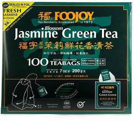 Foojoy Blossom Jasmine Té Verde 100 bolsitas de té disponible en Yaxa Guatemala